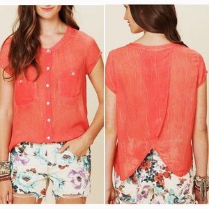 Free People | coral button up top size XS